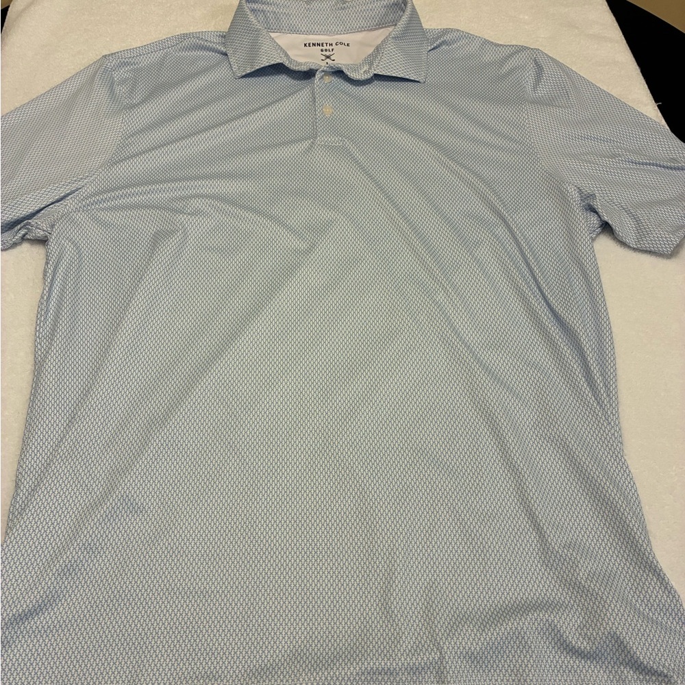 Kenneth Cole Light Blue Patterned Polo Shirt